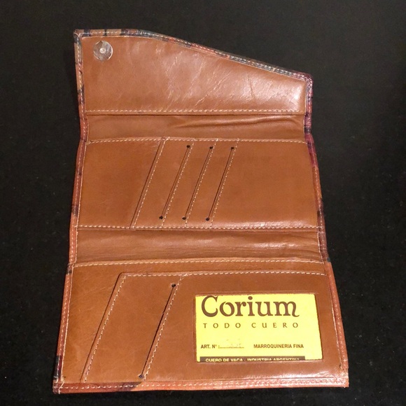 Corium Floral Leather Trifold Wallet NWT- Brown/Red/Green-Handcrafted Argentina - Picture 3 of 10